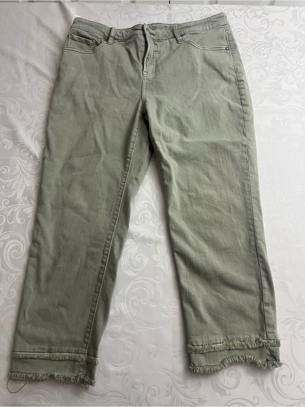 Chico's Olive Green Ankle & Cropped Jeans